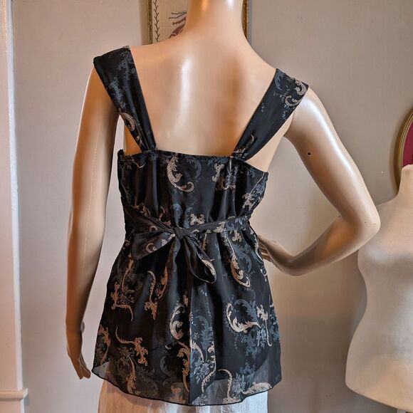 Vintage Y2K AB Studio Going Out Top Paisley Glitter Whimsygoth Size M - Picture 3 of 9